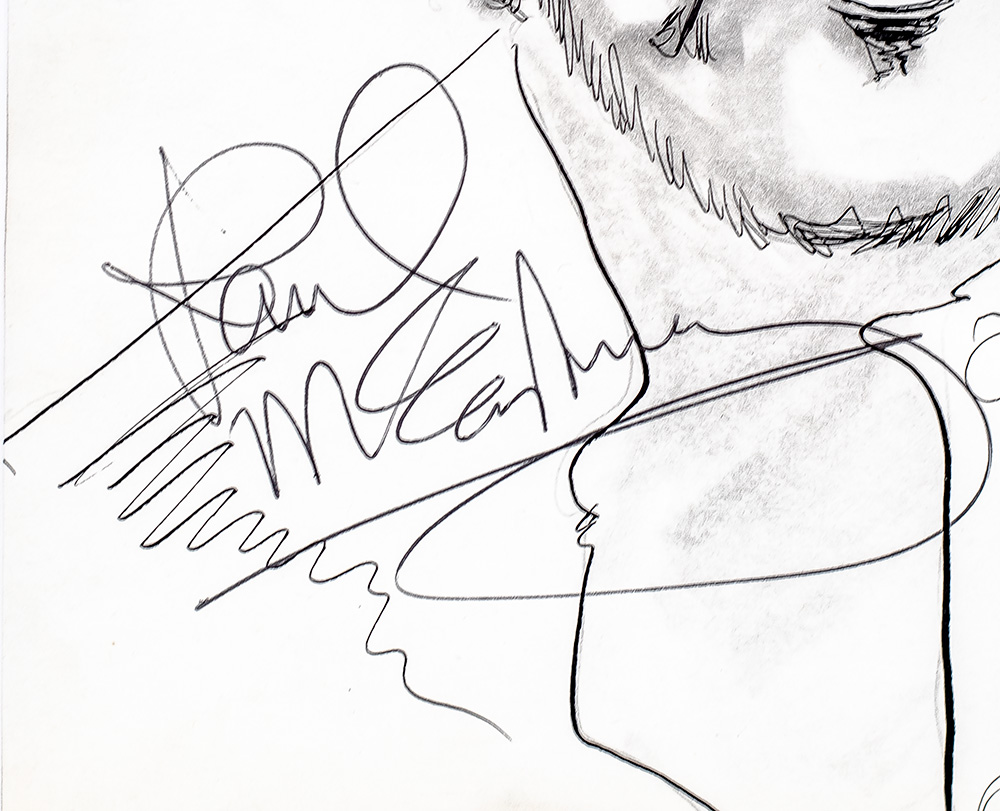 John Lennon and Paul McCartney Signed P.B. Socci Sketches.