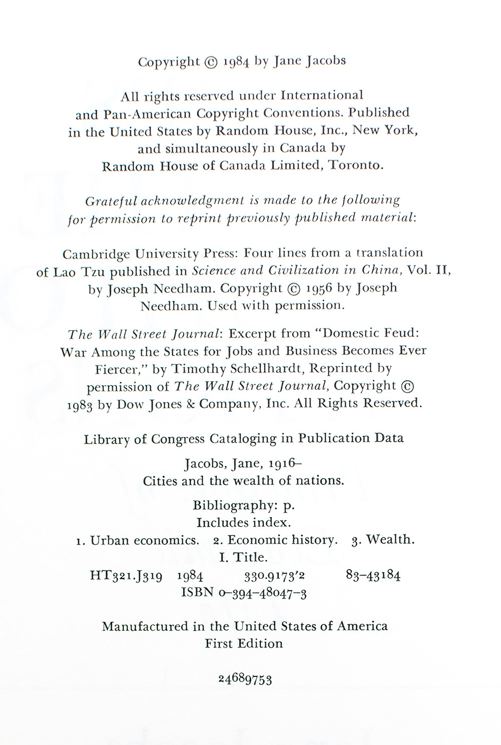 Cities and the Wealth of Nations: Principles of Economic Life.