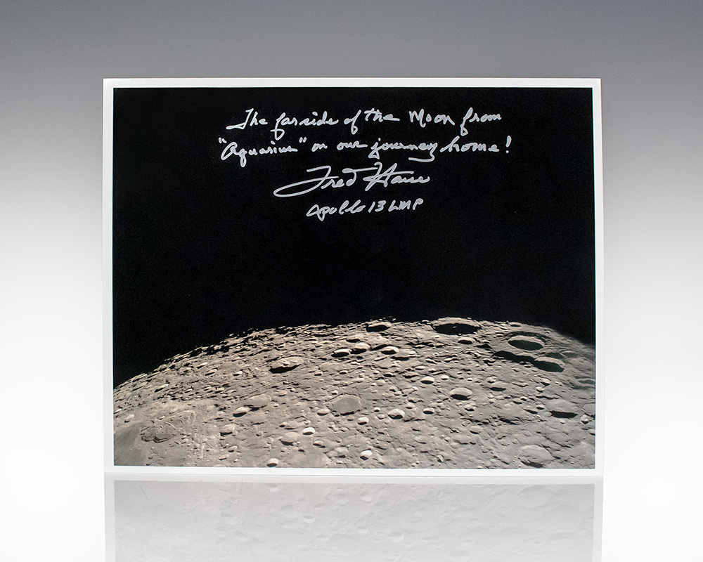 Fred Haise Signed Aquarius Moon Photograph.