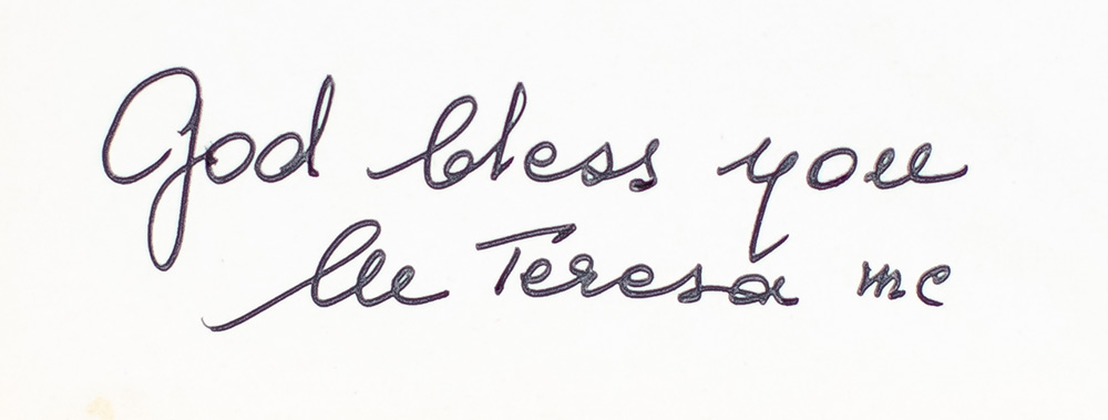 Mother Teresa Signed Photograph.
