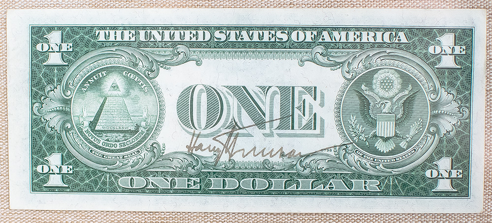 Harry S. Truman Dollar Bill and Typed Letter Signed.