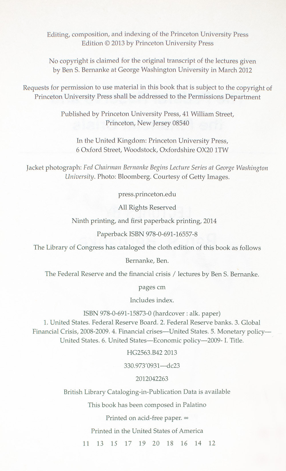 The Federal Reserve and the Financial Crisis.