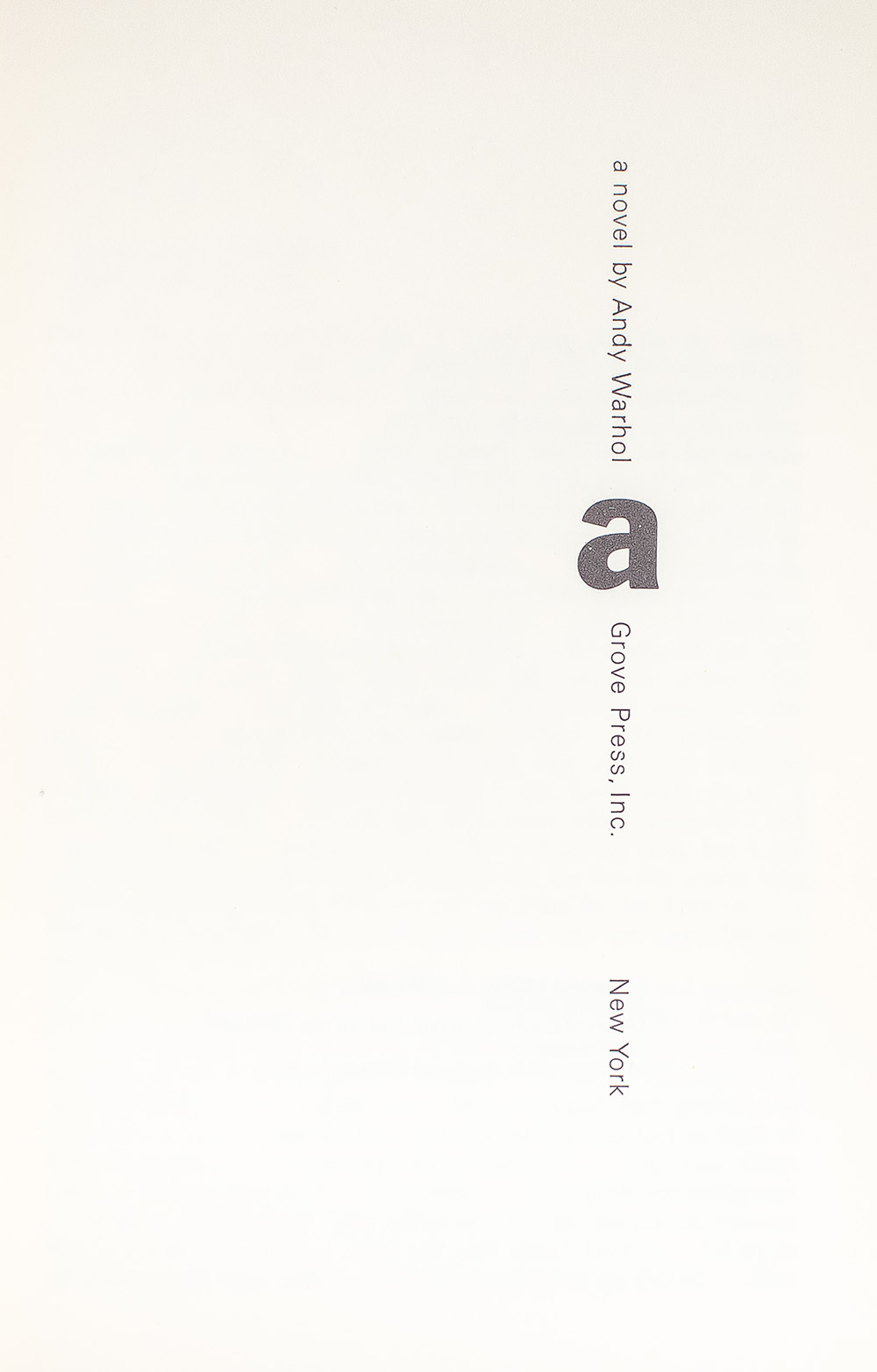 a: A novel by Andy Warhol.