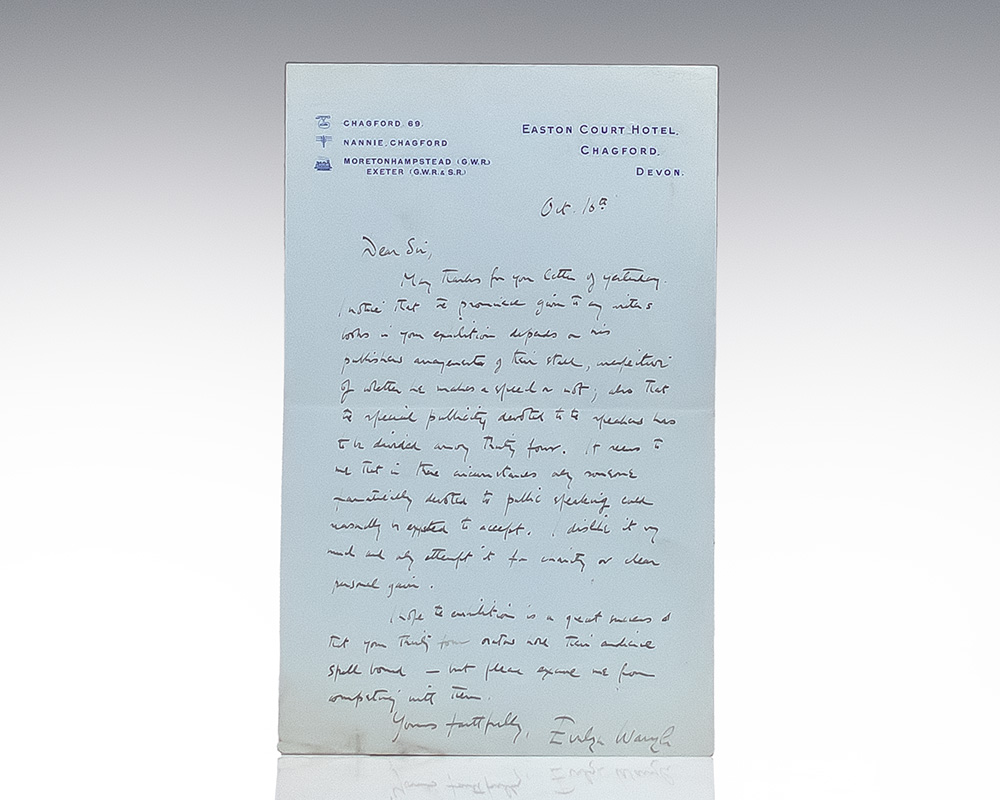 Evelyn Waugh Autograph Letter Signed.