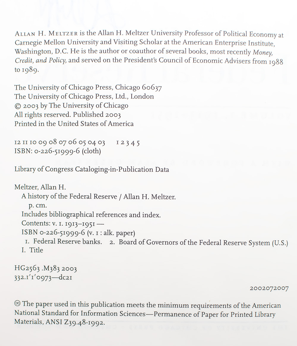 A History of the Federal Reserve, Volumes 1 & 2.