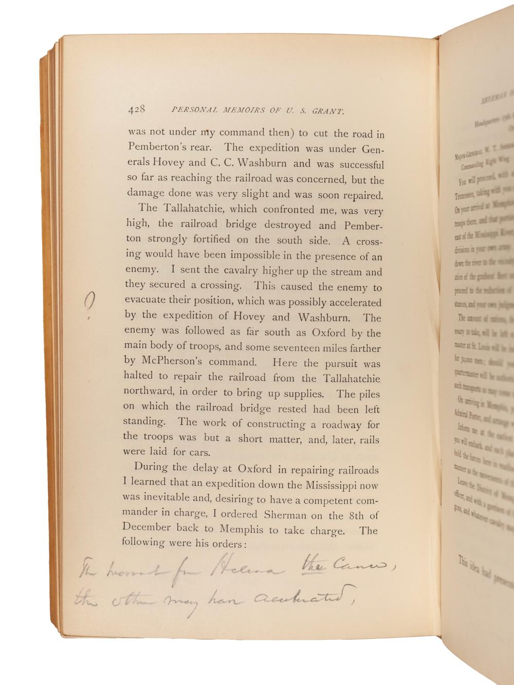 General William Tecumseh Sherman's Annotated Personal Memoirs of U.S. Grant.