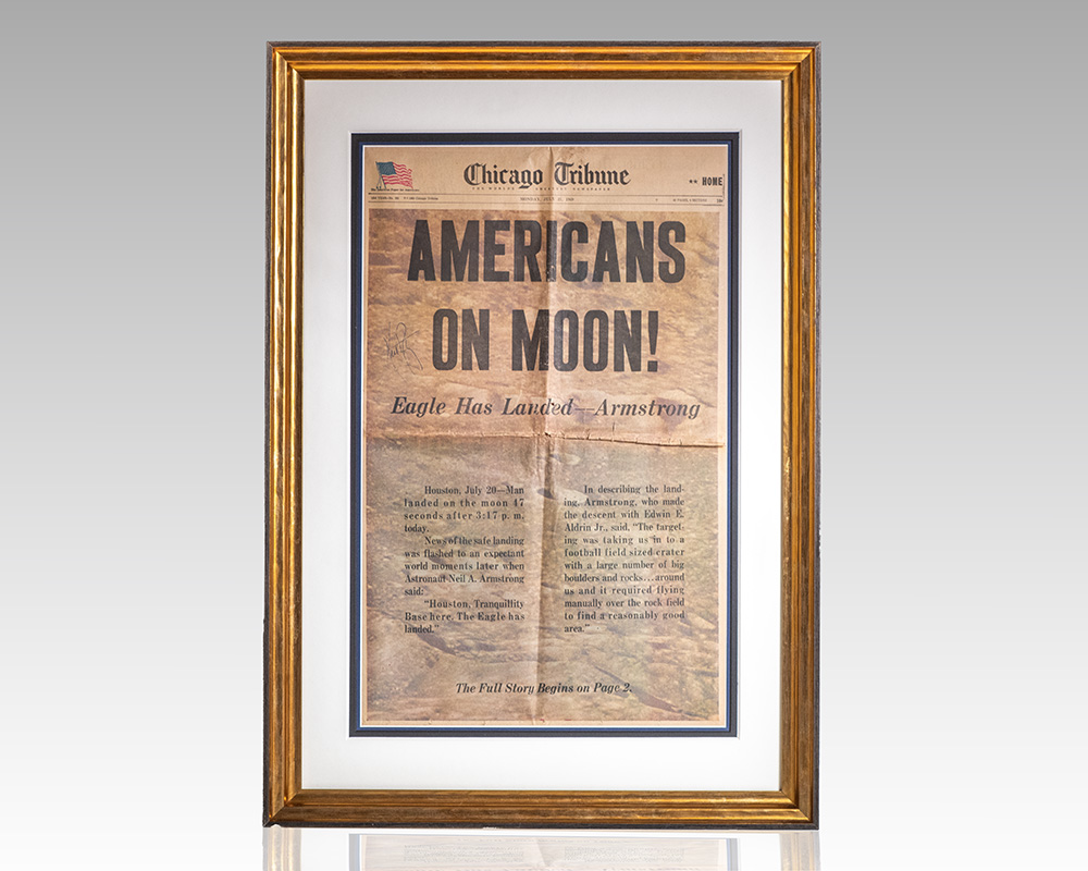 Neil Armstrong Signed Americans on Moon Chicago Tribune.