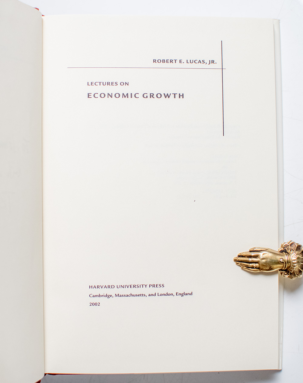 Lectures on Economic Growth.