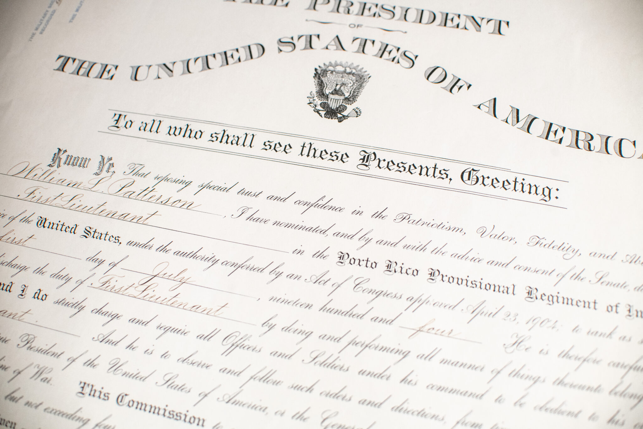 Theodore Roosevelt & William Howard Taft Signed Military Appointment.