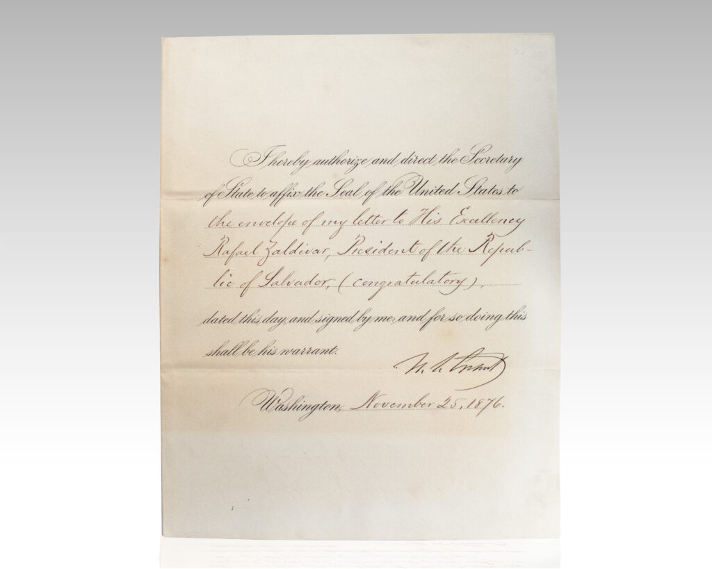 Ulysses S. Grant Document Signed as President.