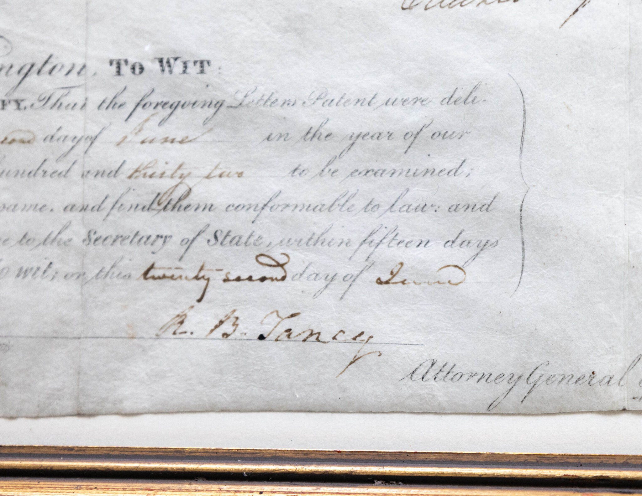 Andrew Jackson Signed United States Patent.