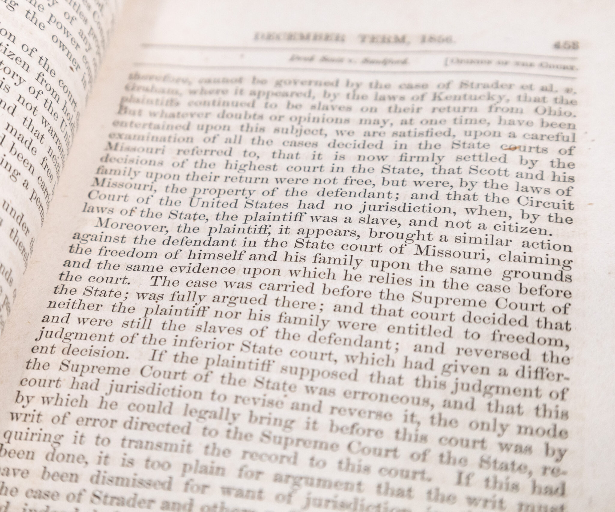 A Report of the Decision of the Supreme Court of the United States, and the Opinions of the Judges Thereof, in the Case of Dred Scott versus John H. Sanford.