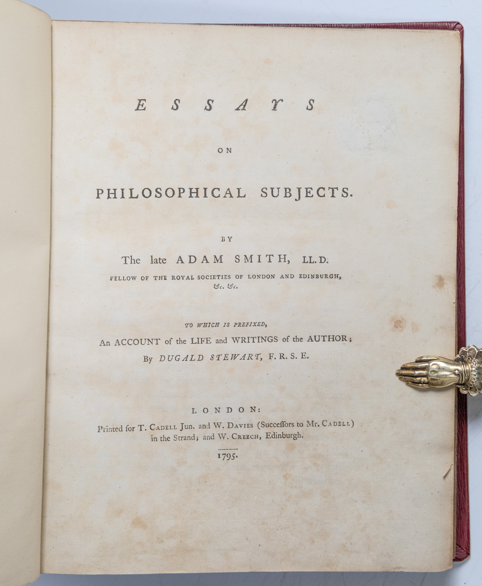 Essays on Philosophical Subjects... To Which Is Prefixed, an Account of the Life and Writings of the Author by Dugald Stewart.