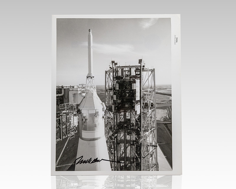 Frank Borman Signed “Apollo 8 On Pad” Photograph.