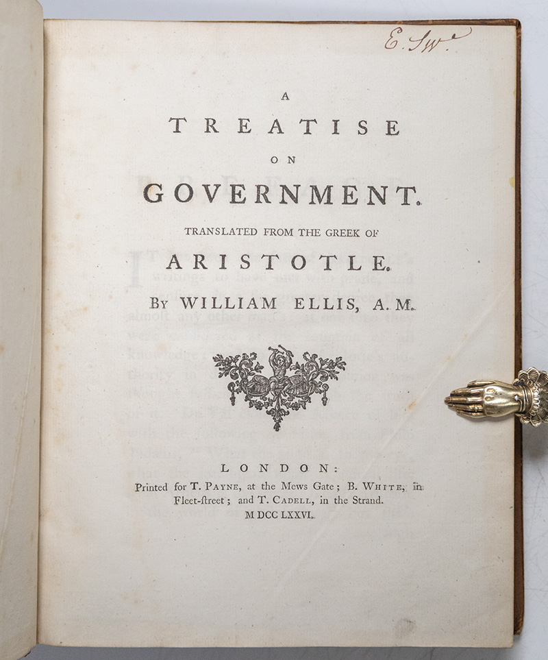 A Treatise on Government. Translated From The Greek of Aristotle.