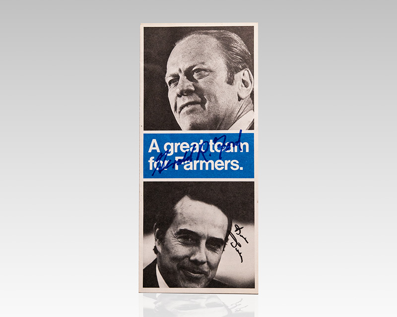 Gerald Ford and Bob Dole Signed Bumper Sticker and Campaign Pamphlet.