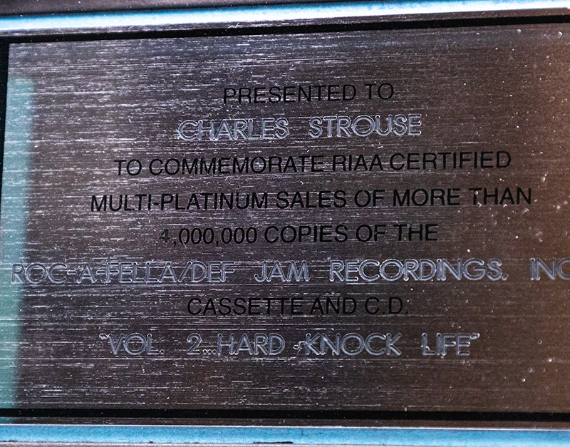 Jay-Z Vol. 2... Hard Knock Life RIAA Multi-Platinum Award Presented to Charles Strouse.