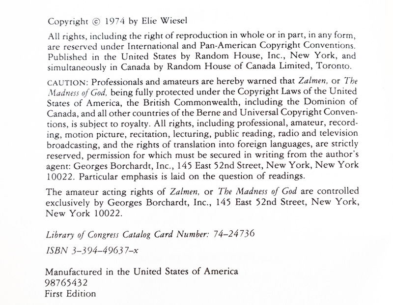 Zalmen, or The Madness of God.