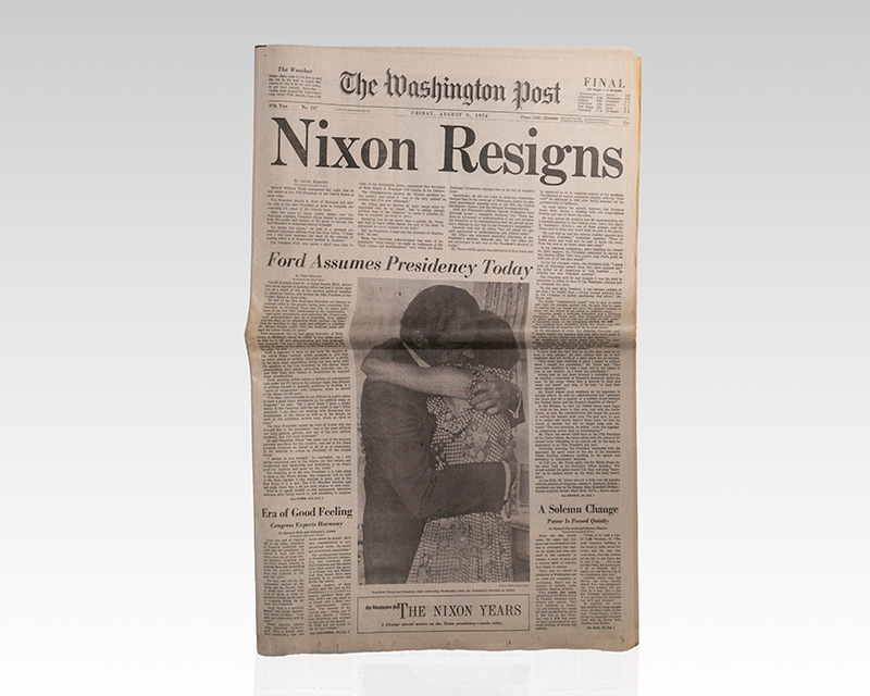 “Nixon Resigns” Washington Post Newspaper.