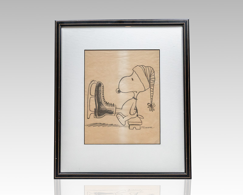 Charles Schulz Original Signed Snoopy Drawing.