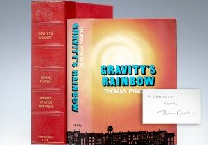First edition of Gravity's Rainbow; inscribed by Thomas Pynchon to his editor Herb Yellin.